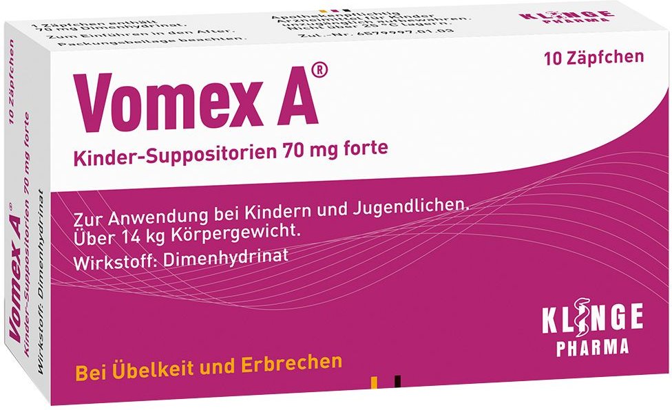 Vomex A Kinder-Suppositorien 70 mg forte 10 St