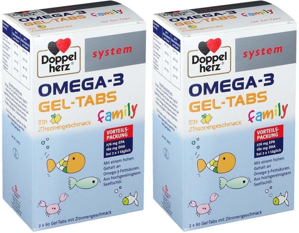 Doppelherz Omega-3 Gel-Tabs family system x2 2x120 St Kautabletten