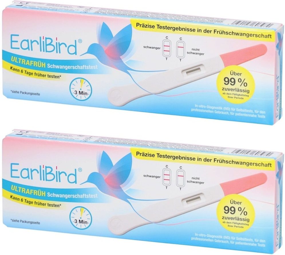 Earlibird Ultrafrüh Schwangerschaftstest x2 2x1 St Teststreifen