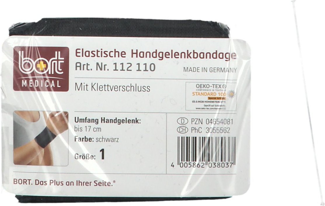 Bort Handgelenkbandage m.Klettverschl.Gr.1 schwarz 1 St Bandage(s)