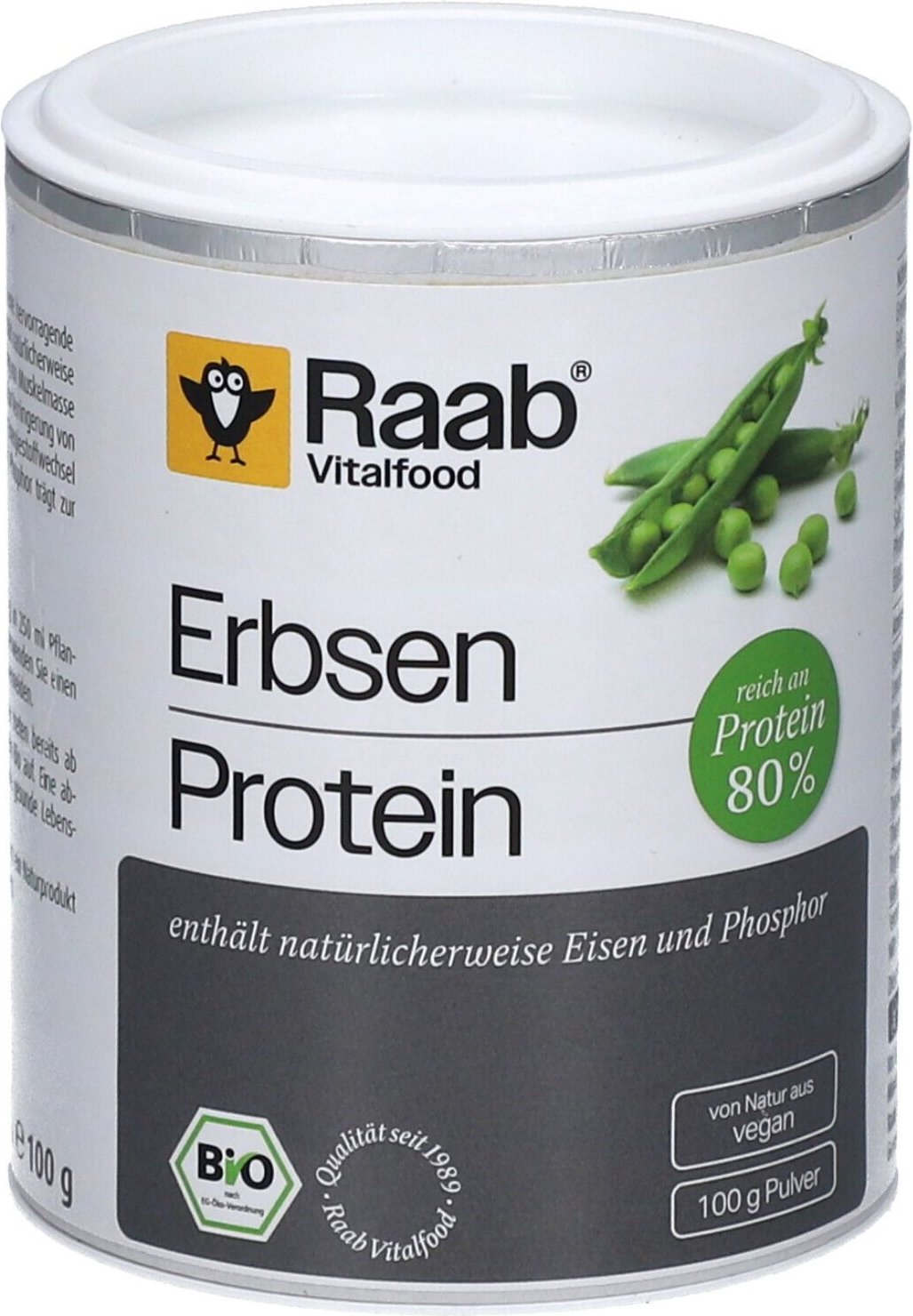 Raab Vitalfood Erbsen Protein Bio Pulver 100 g