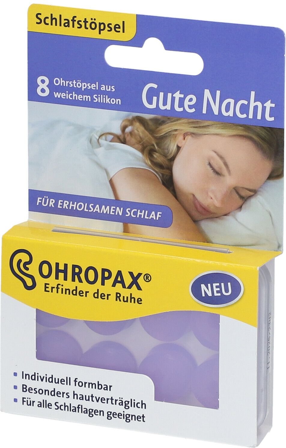 Ohropax Gute Nacht Silikon Ohrstöpsel 8 St