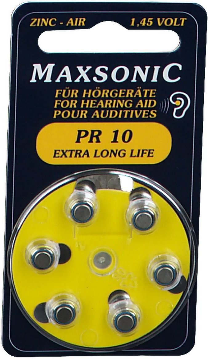 Batterien f.Hörgeräte Maxsonic Pr10 6x 6x6 St