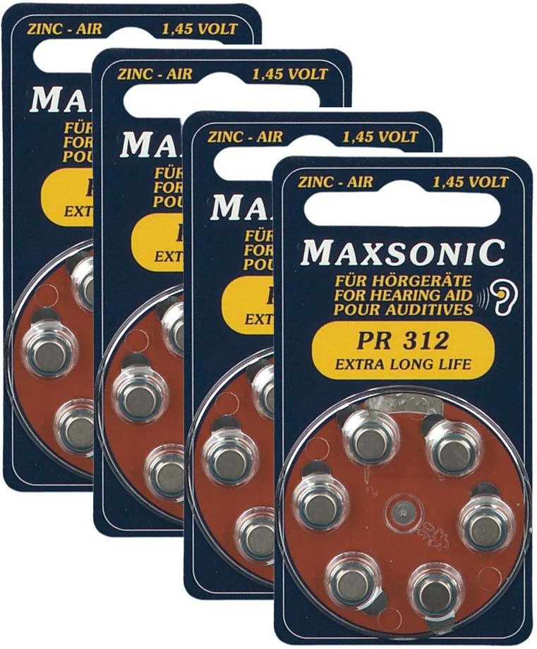 Batterien f.Hörgeräte Maxsonic Pr312 4x 4x6 St