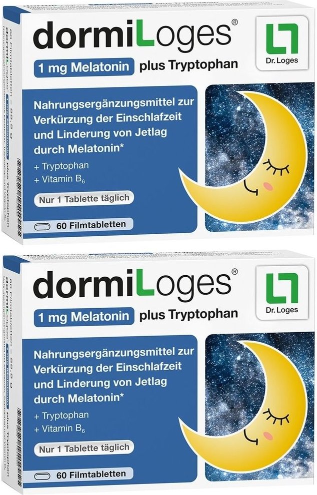 Dormiloges 1 mg Melatonin plus Tryptophan Filmtab. 2x 2x60 St Filmtabletten