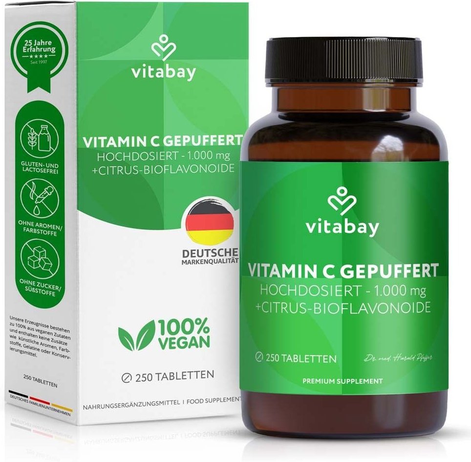 Thumbnail - Vitamin C+Bioflavonoide 1000 mg vegan hochdosiert 250 St Tablette, veraenderte Wirkstofffreisetzung