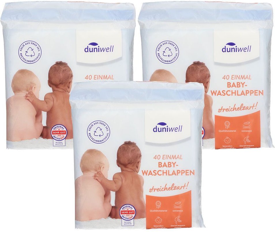 Duniwell Zarte Baby Waschl x3 3x40 St Tücher