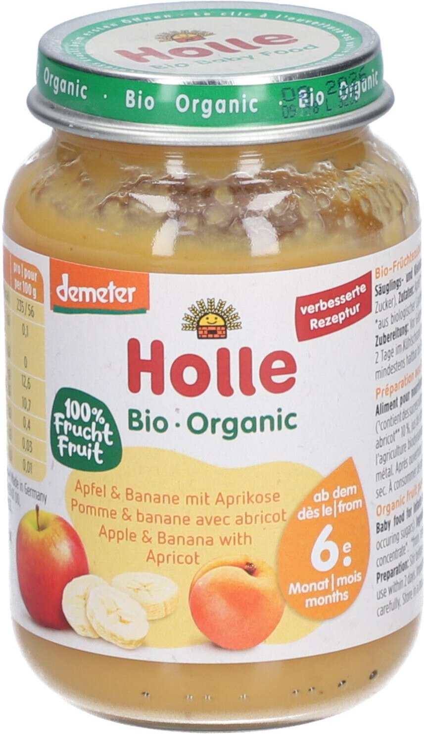 Thumbnail - Holle Apfel Banane mit Aprikose Glas 190 g Bio Brei