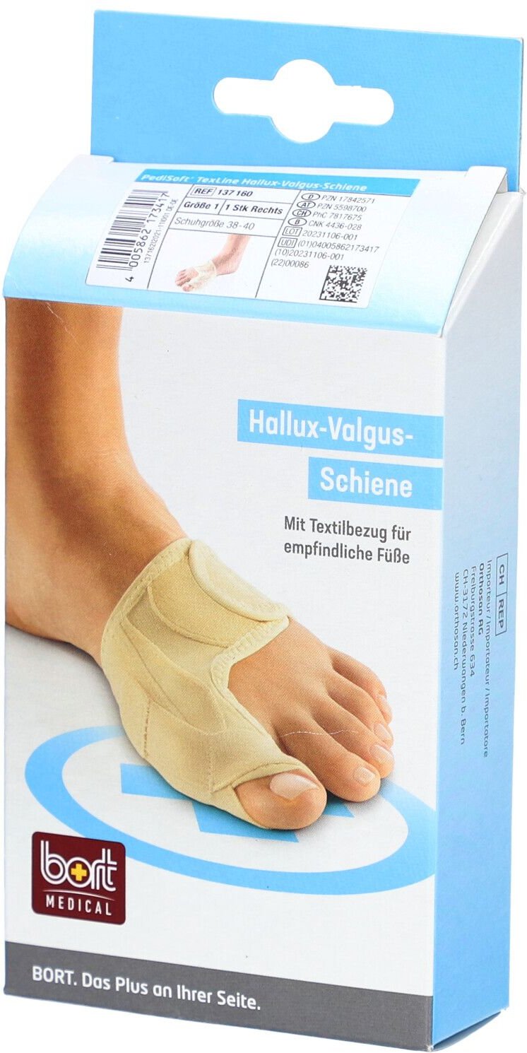 Bort PediSoft TexLine Hallux Valg.Schiene re.Gr.1 1 St Schienen