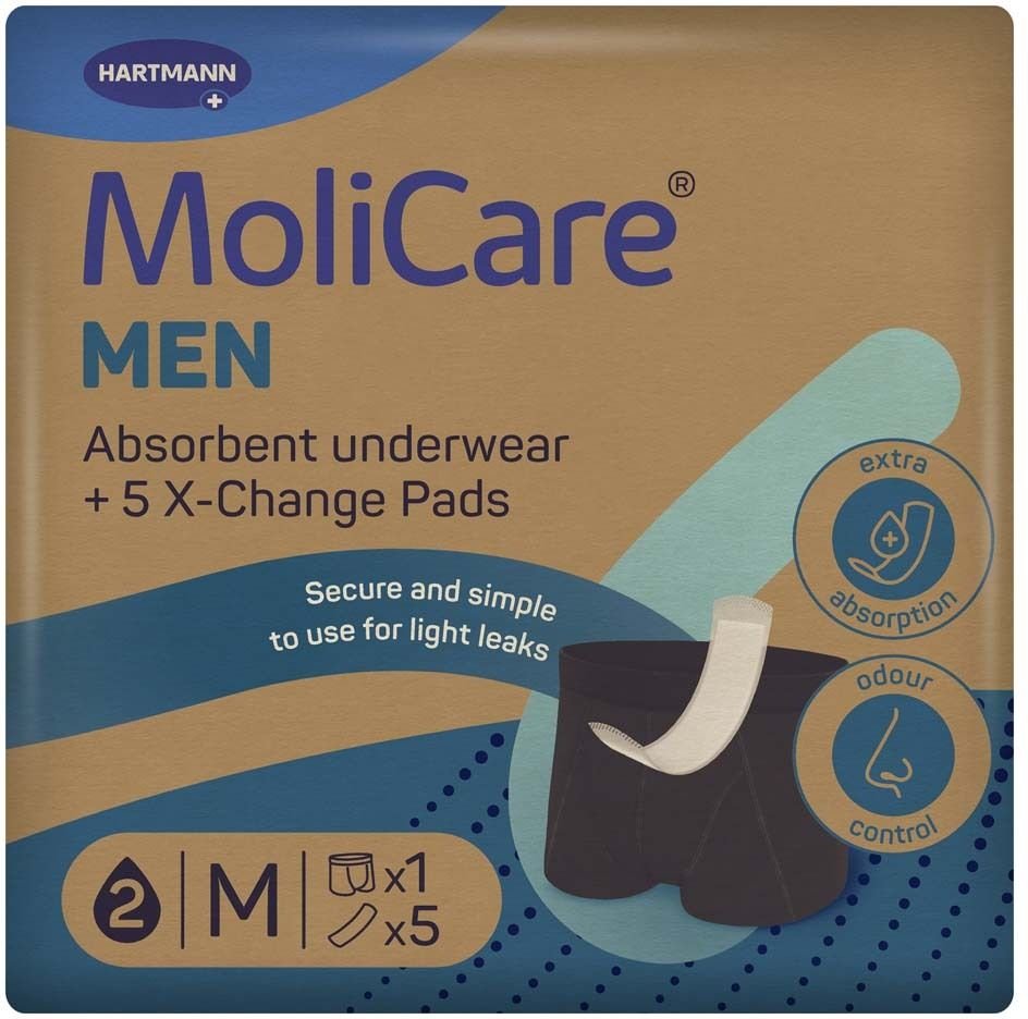 Molicare men Absorbent underwear+5 Pads Gr.M 1 St Inkontinenzslip