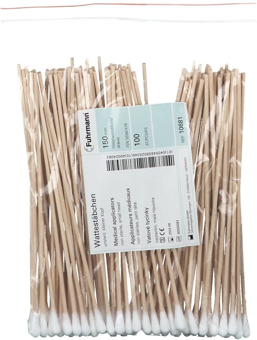 Wattestäbchen Holz kleiner Kopf 15 cm 100 St Stäbchen