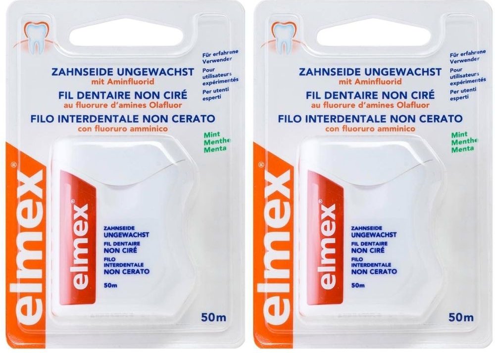ELMEx Zahnseide Ungew+Amin x2 2x50 m