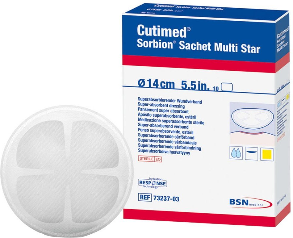 Cutimed Sorbion Sachet Multistar Wundaufl.Drm.8cm 10 St Pflaster