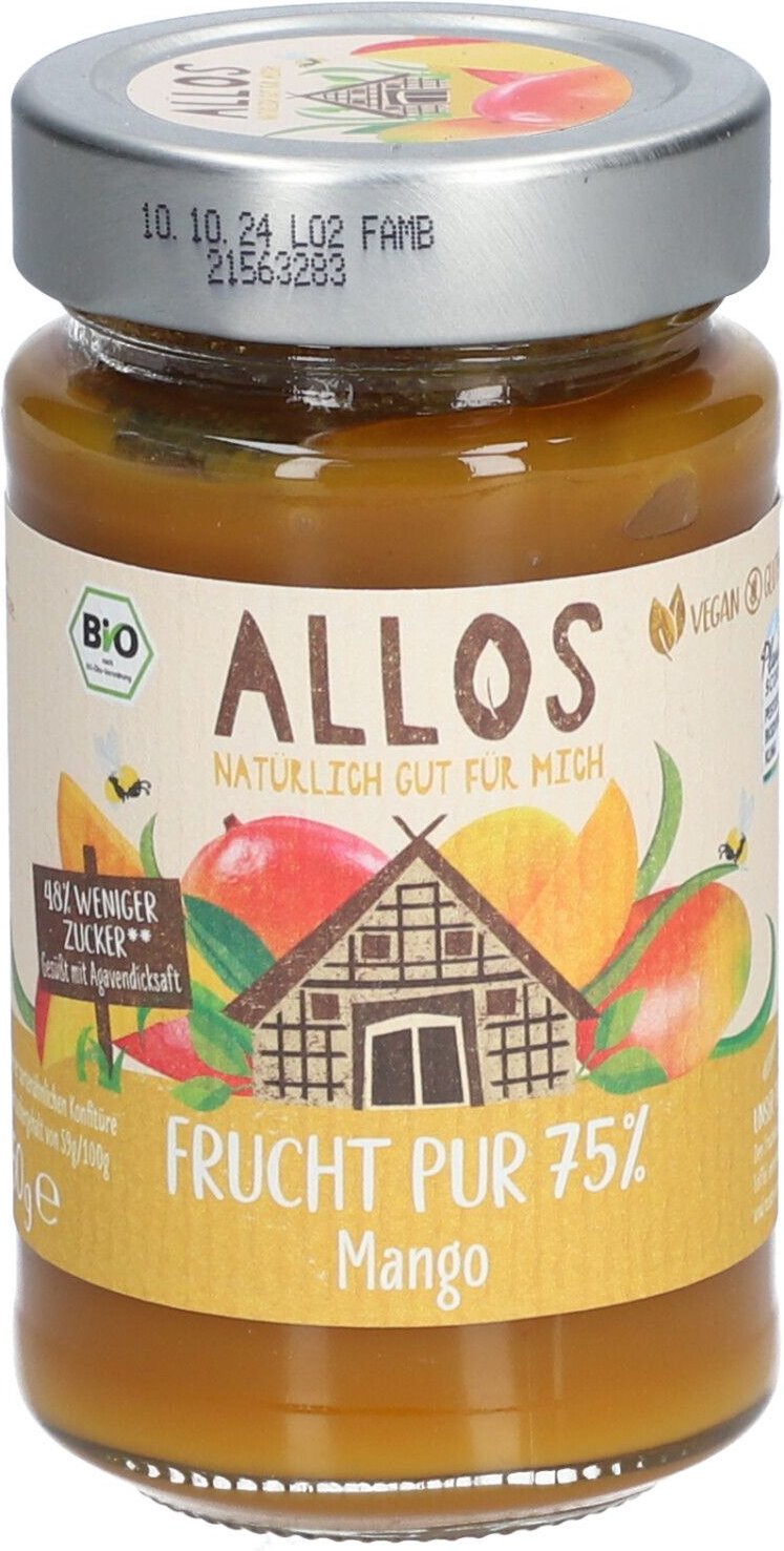 Allos Bio Frucht Pur 75 %, Mango 250 g Gelee