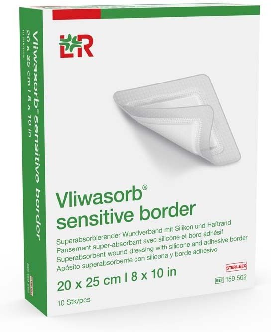 Vliwasorb sensitive border 20x25cm superabs.Wundv. 10 St Verband