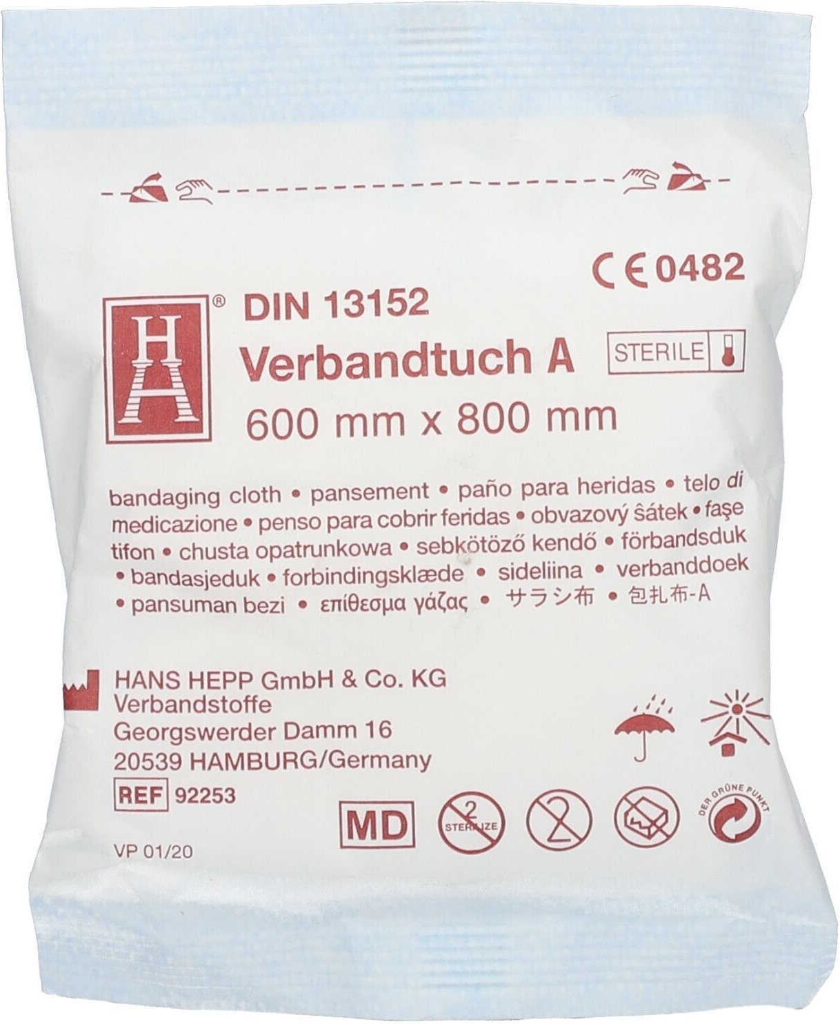 Brandwunden Verbandtuch 60x80cm steril 5x 5x1 St Verband