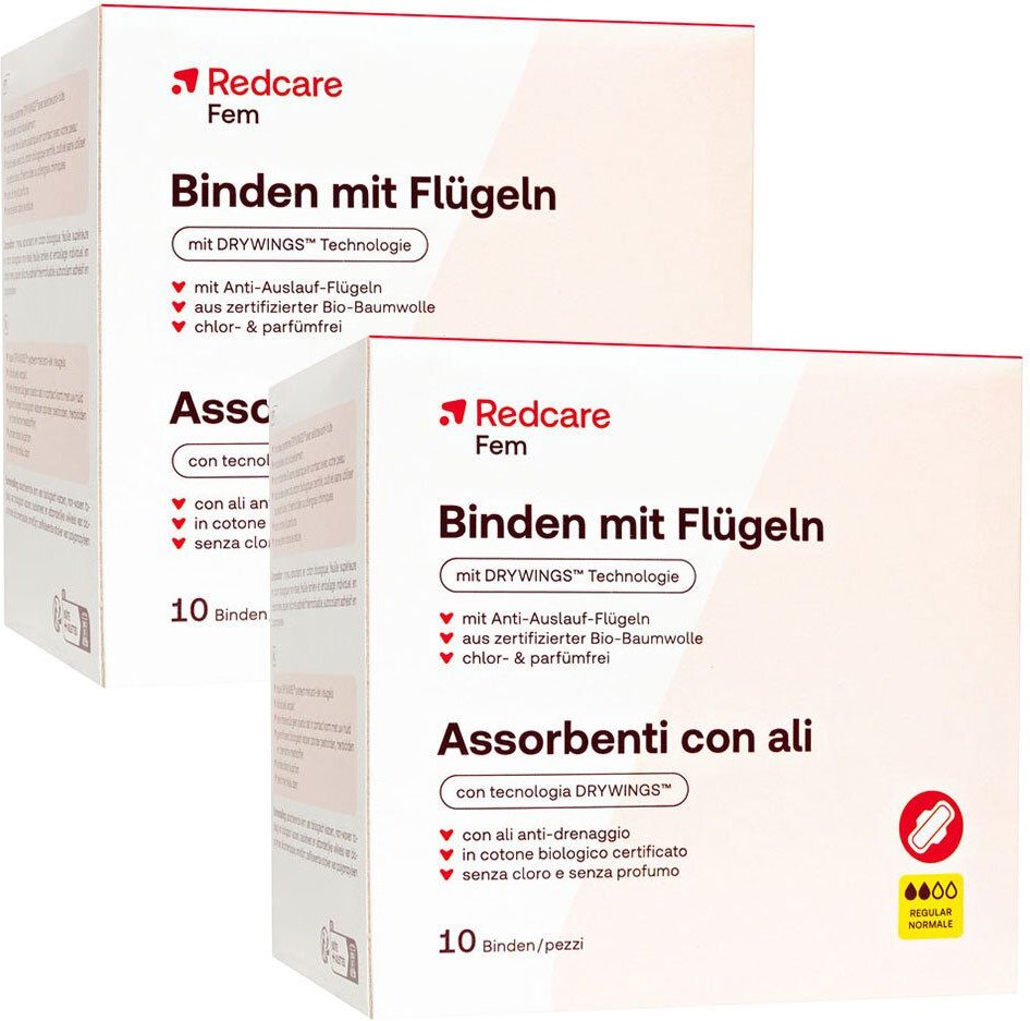 Redcare Binden mit Flügeln Tag Doppelpack 2x10 St
