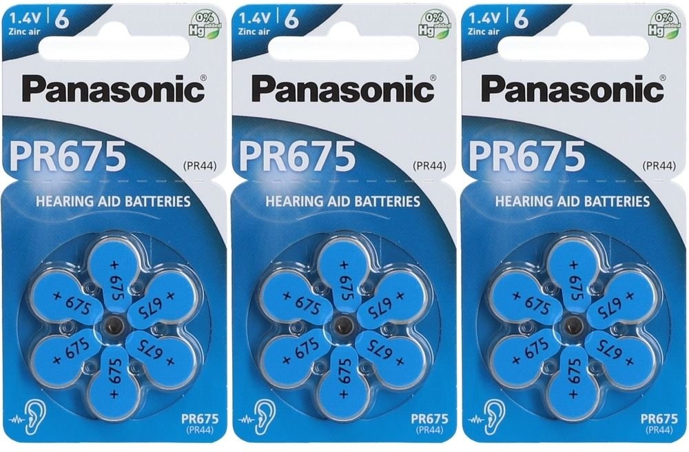 Batterien f.Hörgeräte Panasonic Pr675 3x 3x6 St