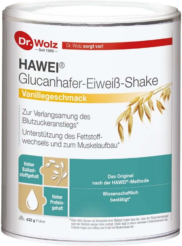 Hawei Glucanhafer-Eiweiß-Shake Vanillegeschm.Pulv. 432 g Pulver