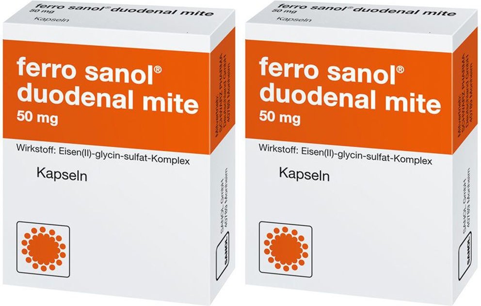 ferro sanol duodenal mite 50 mg Kapseln Doppelpack 2x100 St Magensaftresistente Hartkapseln