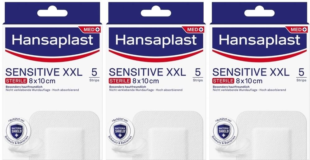 Hansaplast Sensitive Wundverband steril 8x10 cm 3x 3x5 St Pflaster