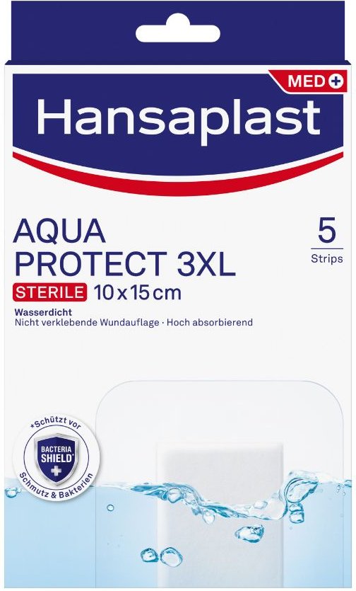 Hansaplast Aqua Protect Wundverb.steril 10x15 cm 5 St Pflaster