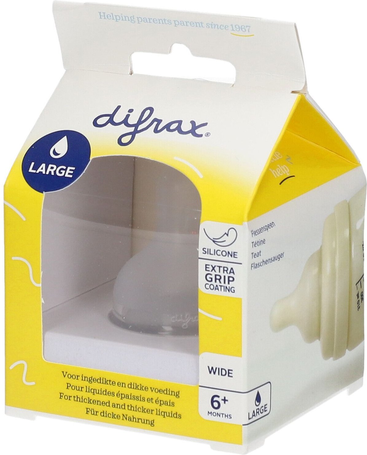 Difrax Flessenspeen Natural Wide Large 2 St Sauger