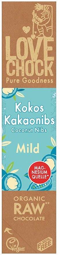 Lovechock Bio rohe Schokolade Creamy, Kokos-Kakaonibs 40 g