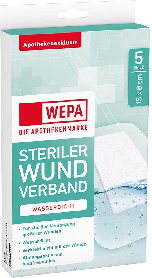 Wepa Wundverband wasserdicht 8x15 cm steril 5 St Pflaster