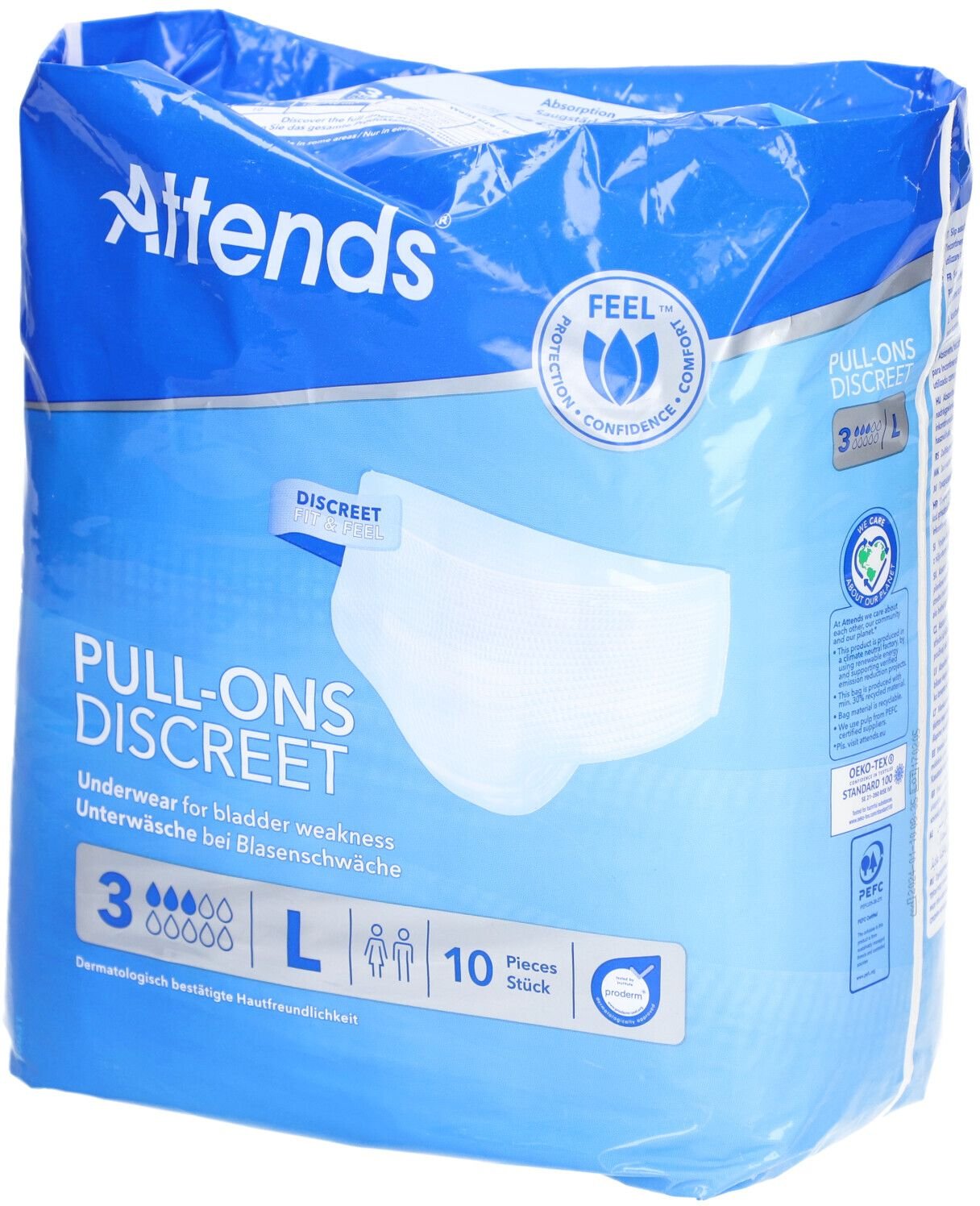 Attends Pull-Ons Discreet Underwear 3 L 10 St Beutel