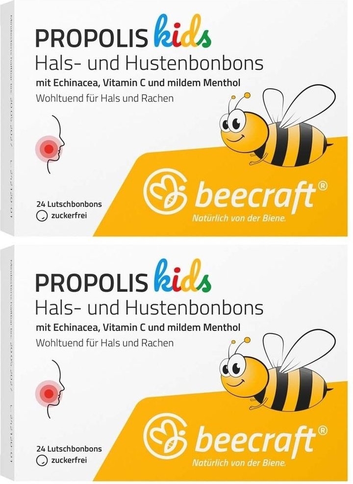 Beecraft Kids Propolis Hals- und Hustenbonbons 2x 2x24 St Bonbons