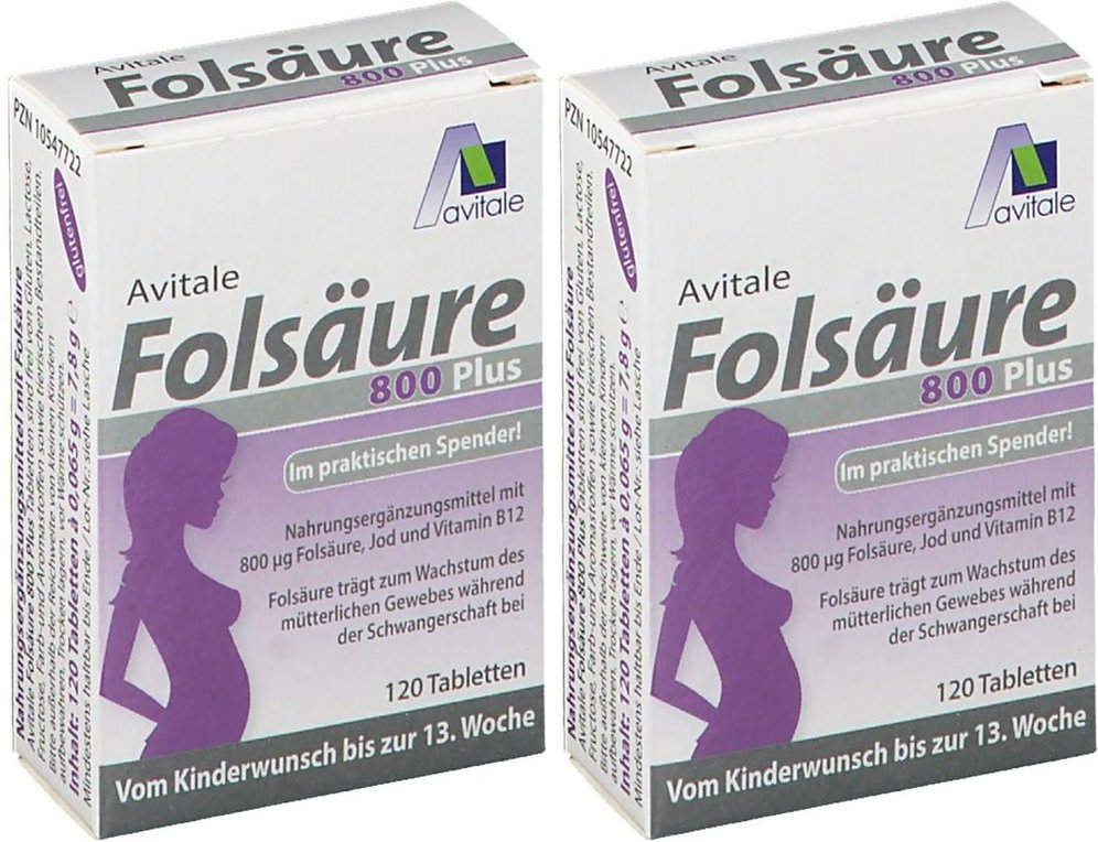 2x Folsäure 800 Plus B12+Jod Tabletten 2x120 St