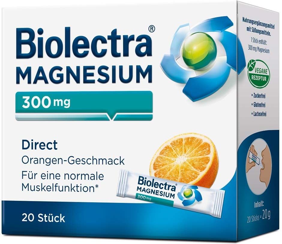 Biolectra Magnesium 300 mg Direct Orange Sticks 20 St Pellets