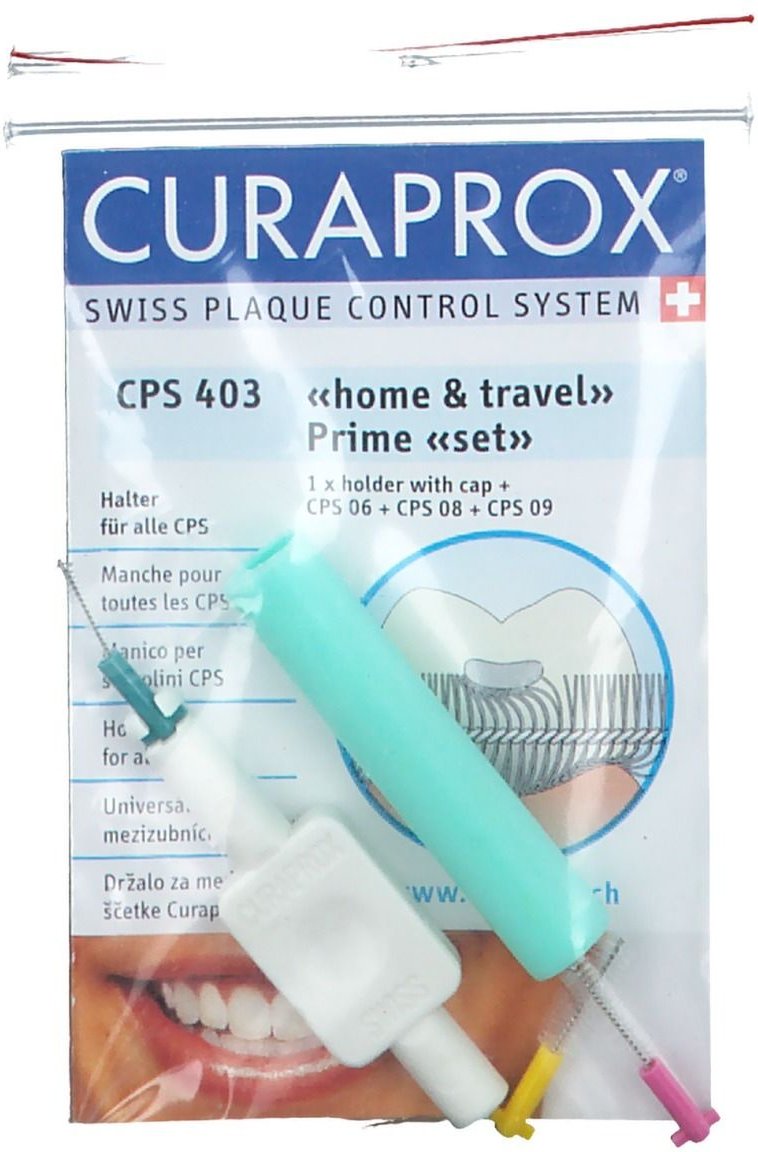 Curaprox CPS 403 prime Home+Travel-Set 1Halt.+3Bü. 1 St Zahnbürste