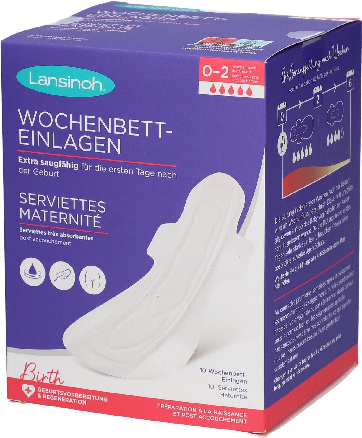 Thumbnail - Lansinoh Wochbetteinl 0-2W L 10 St Kompressen
