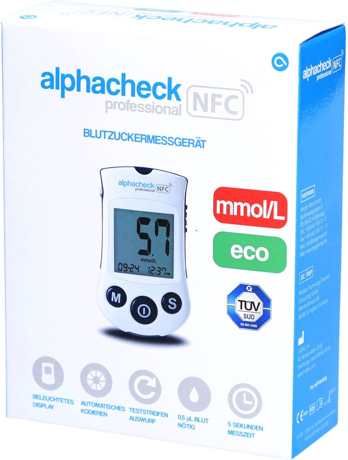 Alphacheck professional Blutzuckerm.mmol/l eco 1 St