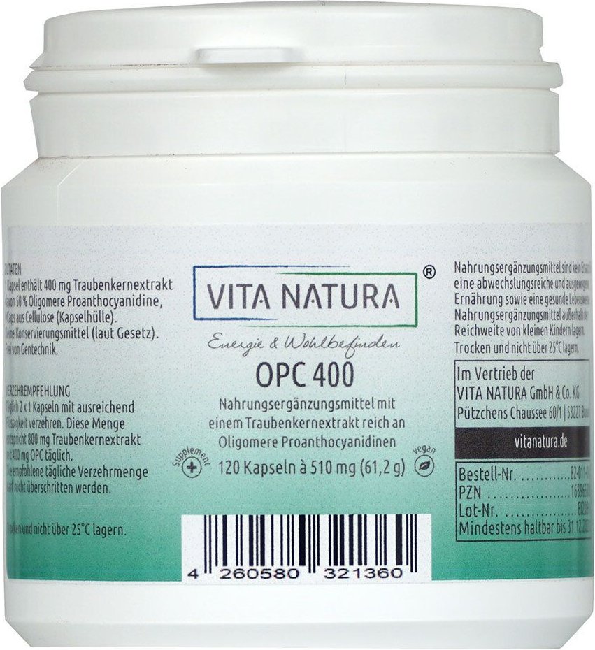 OPC Traubenkernextrakt 400 mg Vegi- Kapseln 120 St
