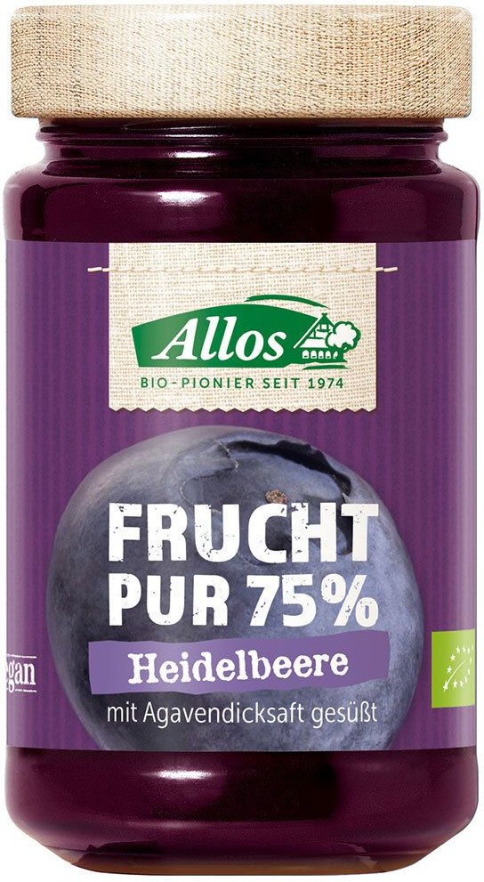 Allos Bio Frucht Pur 75 %, Heidelbeere 250 g Gelee