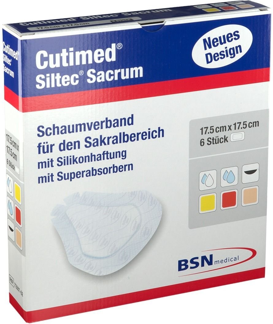 Cutimed Siltec Sacrum 17,5x17,5 cm Kompressen 6 St