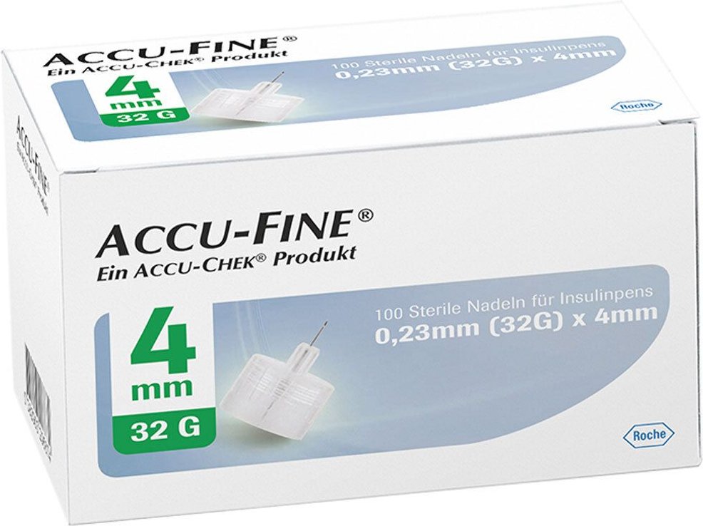 Accu Fine sterile Nadeln f.Insulinpens 4 mm 32 G 100 St Kanüle