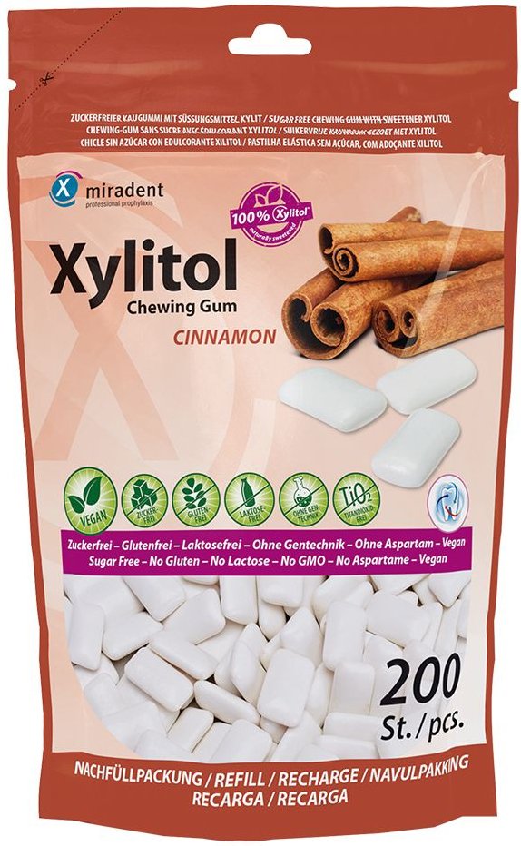 Miradent Xylitol Chewing Gum Zimt Refill 200 St Kaugummi
