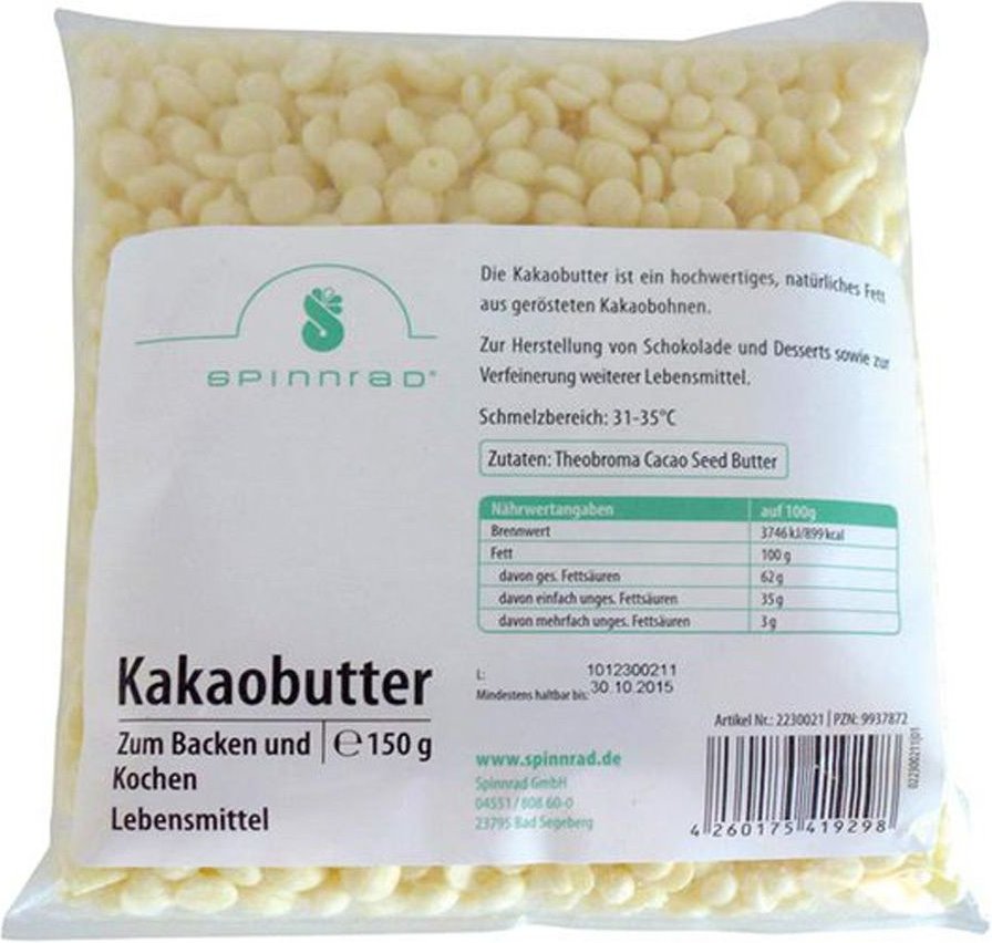 Kakaobutter Pellets zum Backen 150 g