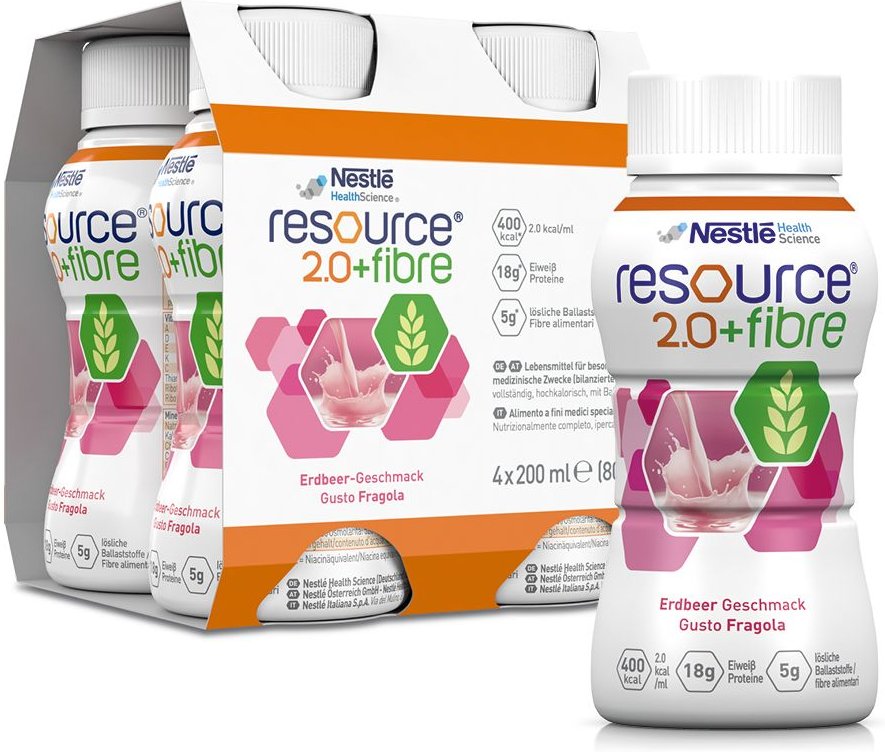 Resource 2.0 fibre Erdbeere 4x200 ml Flüssigkeit