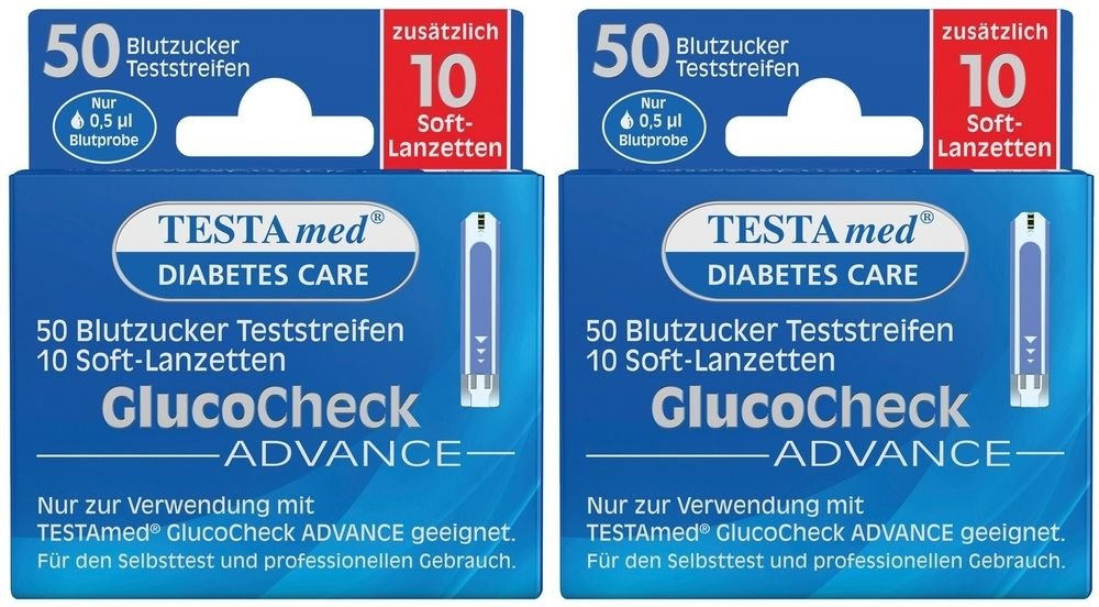 Testamed GlucoCheck Advance 50 Teststr.m.10 Lanz. 2x 2x1 St Kombipackung