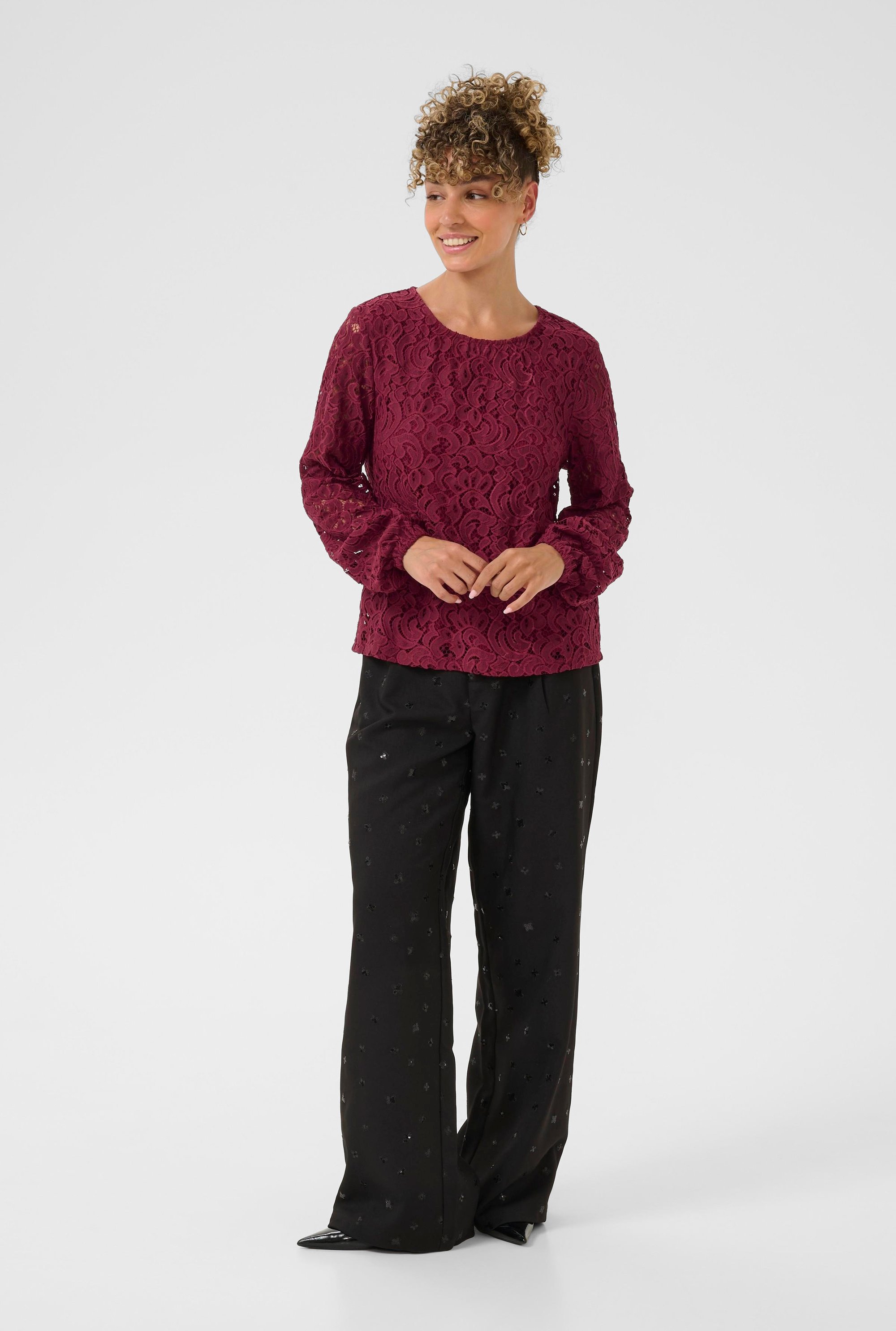 Langarm-Bluse CRThit Regular fit burgundy