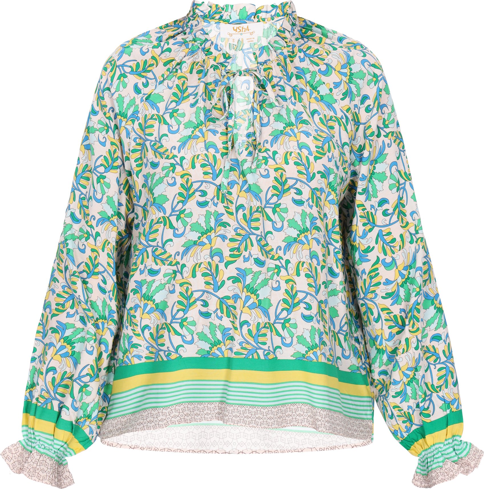 usha Bluse Frauen grün mehrfarbig