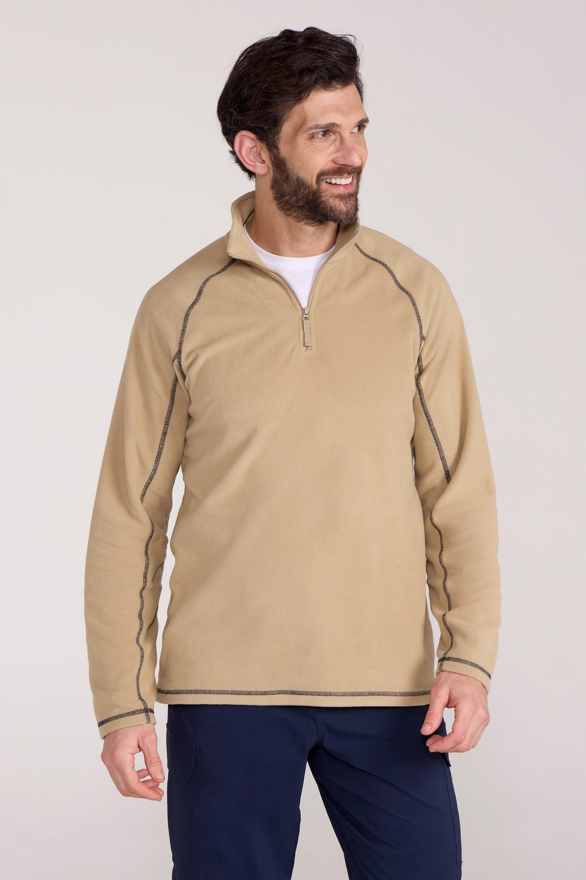 Mountain Warehouse - "Ashbourne II" Fleece-Oberteil mit halbem Reißverschluss für Herren (Hellbeige)