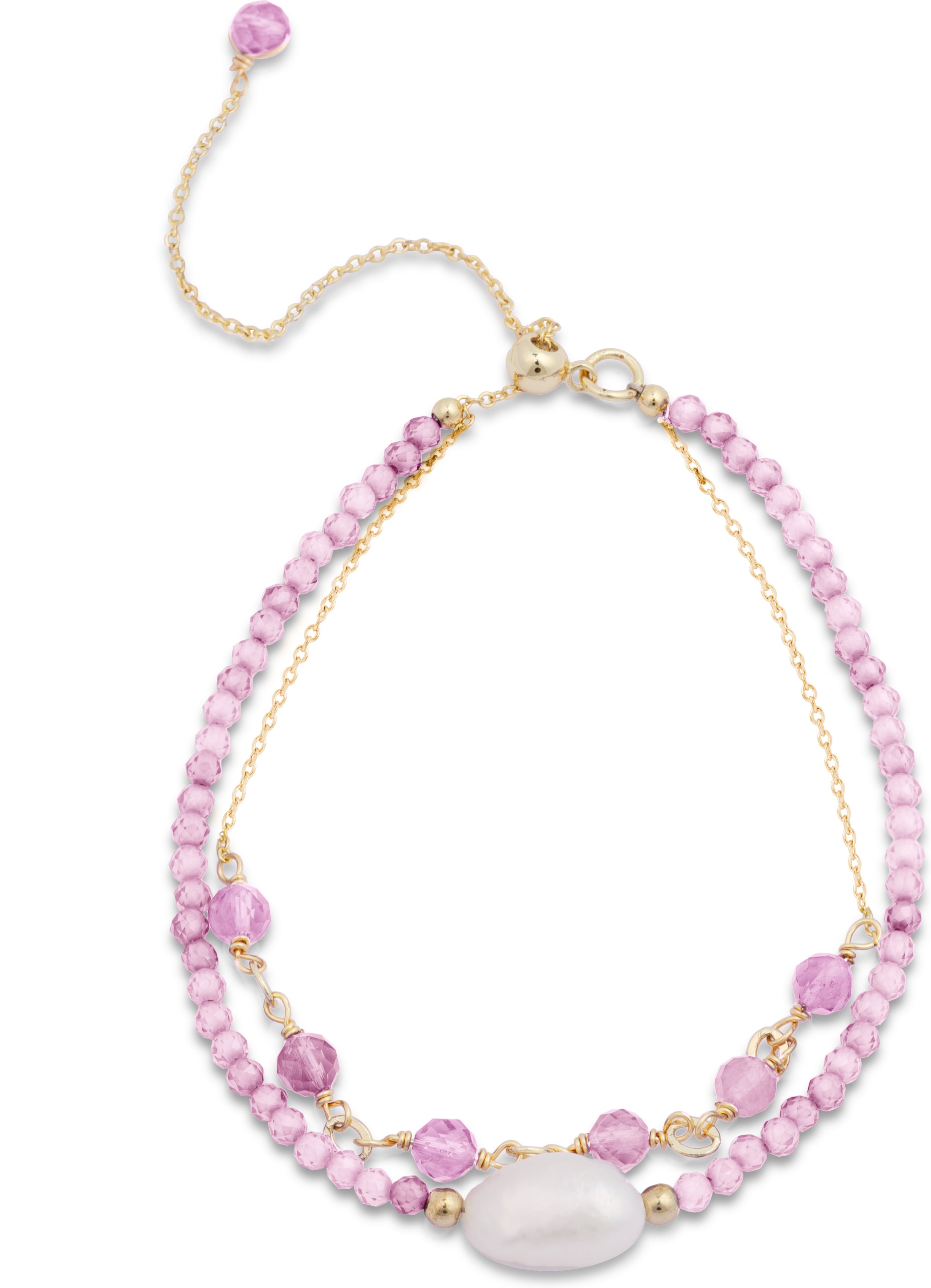 Luxenter-Armband, Metalllegierung Ekhao und rosa Turmalin 18K vergoldet