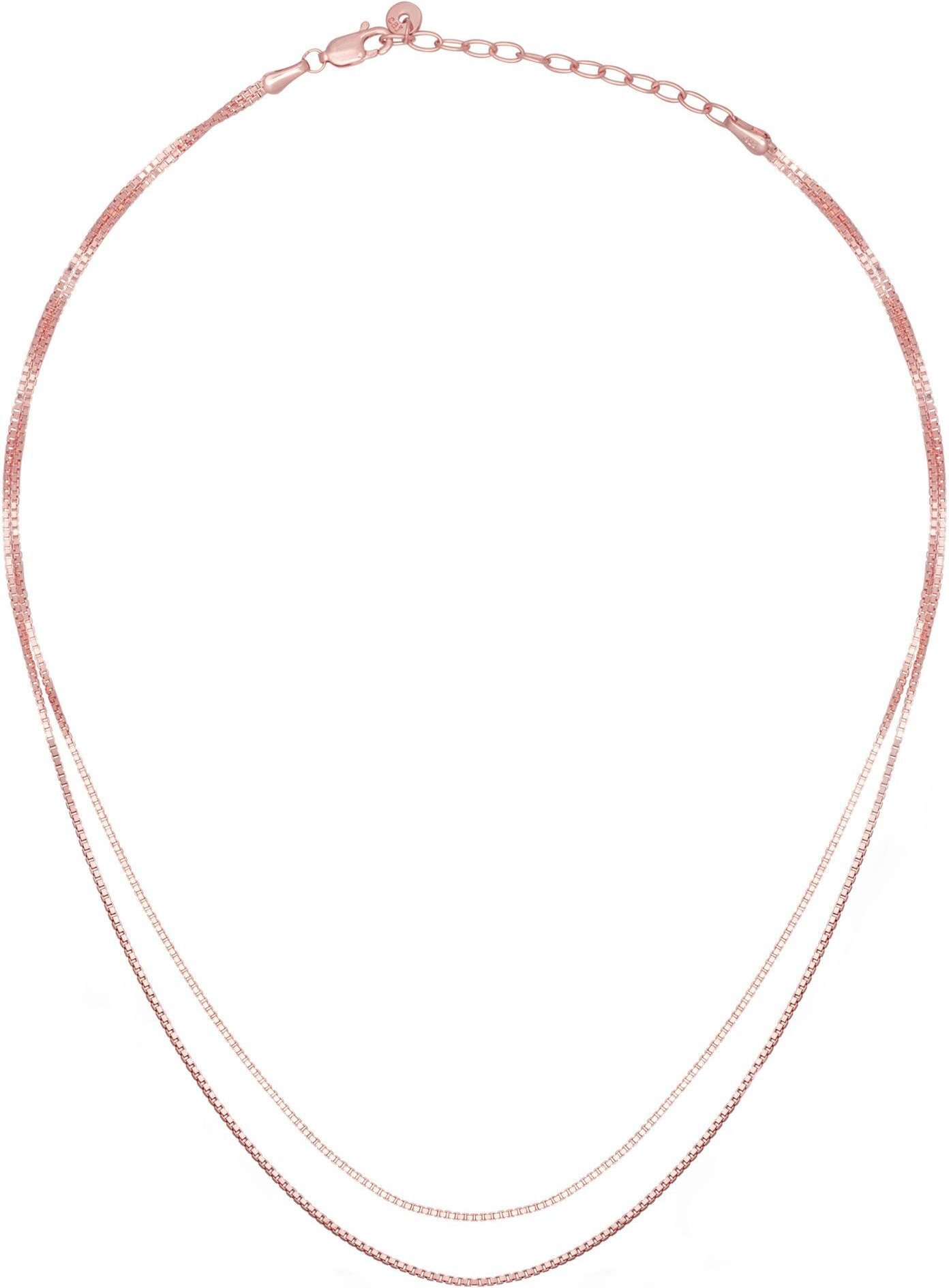 cai Collier 925/- Sterling Silber Venezianer Kette rosé vergoldet zweireihig