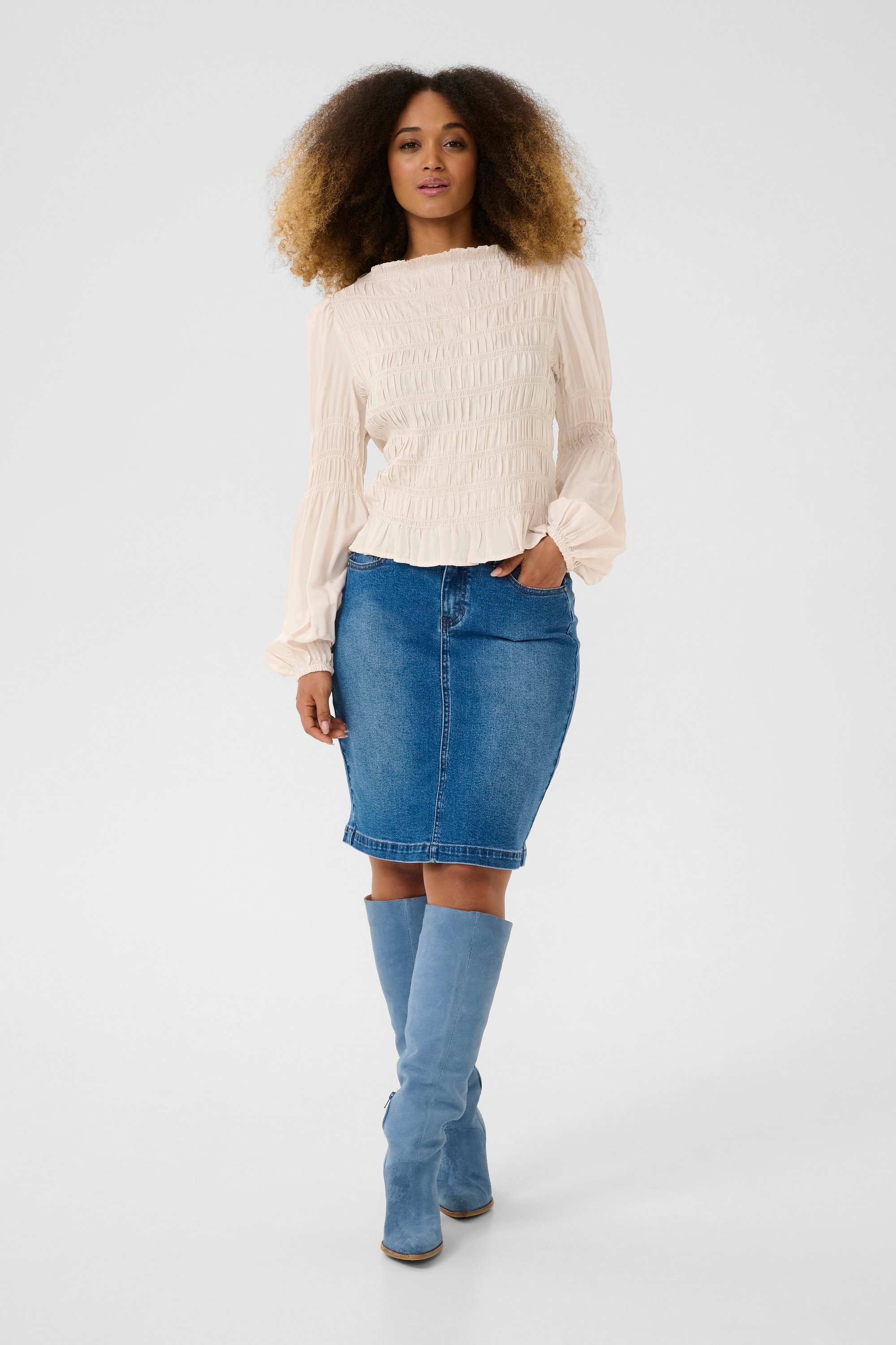 Langarm-Bluse CRHenva Feminine beige